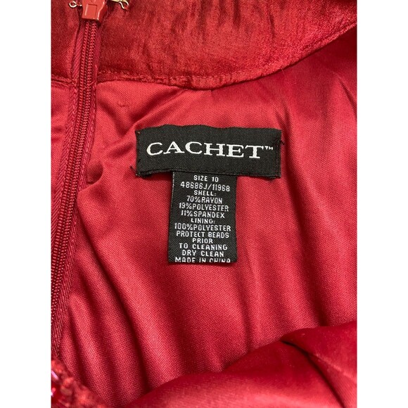 NWT Cachet Women's 10 Red Bodycon Dress Beaded Satin Ruched Mini Y2K Party Scoop - Picture 3 of 10
